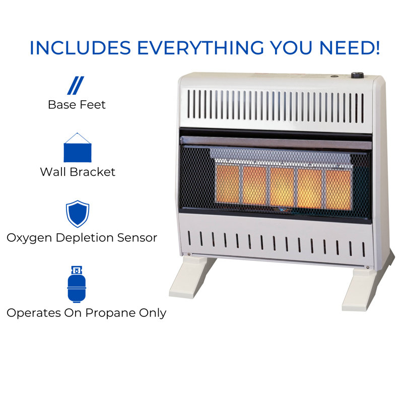 ProCom Heating Ventless Infrared Plaque Heater With Base Feet, T-Stat Control, 25000 BTU, Liquid Propane