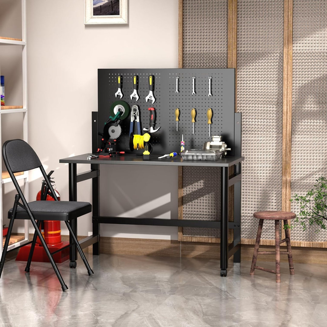 126.49cm W Steel Top Workbench