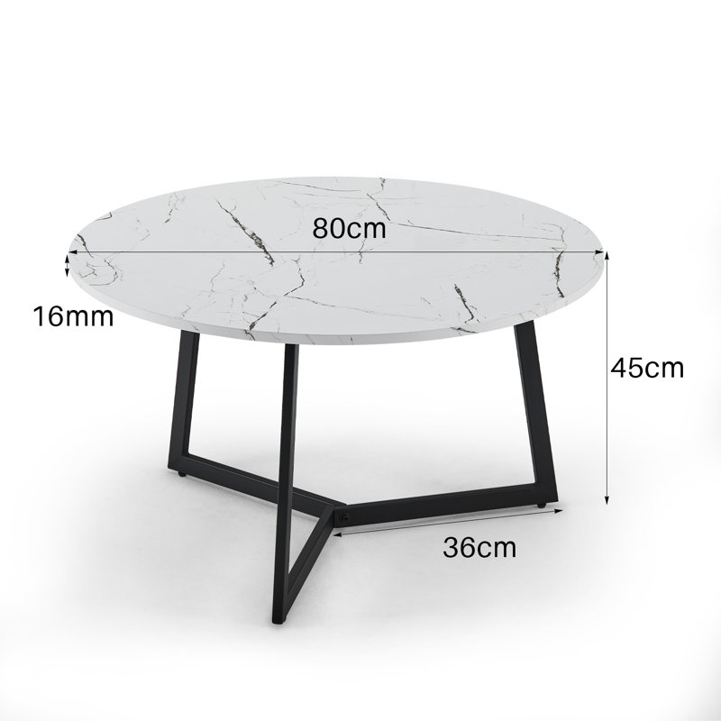 Brandey Frame Coffee Table, White, Marble