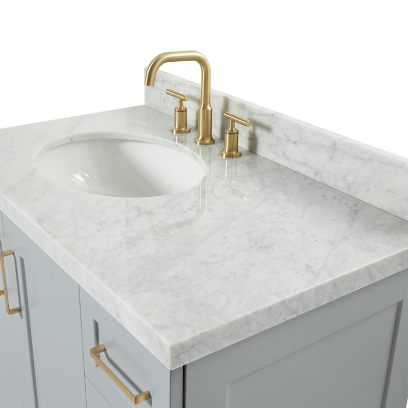 ARIEL TAYLOR 37 IN LEFT OFFSET RECTANGLE SINK VANITY, Gray, Rectangle, Left 