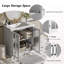 Meuble-lavabo moderne de 30 po avec lavabo en céramique, meuble-lavabo avec verre trempé flou et poignées noir mat, équipé d'un grand espace de rangement et d'un cadre en bois d'hévéa, blanc-1766073116