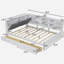 Lit plateforme double en bois avec tête de lit, tablettes et 2 tiroirs-121110612