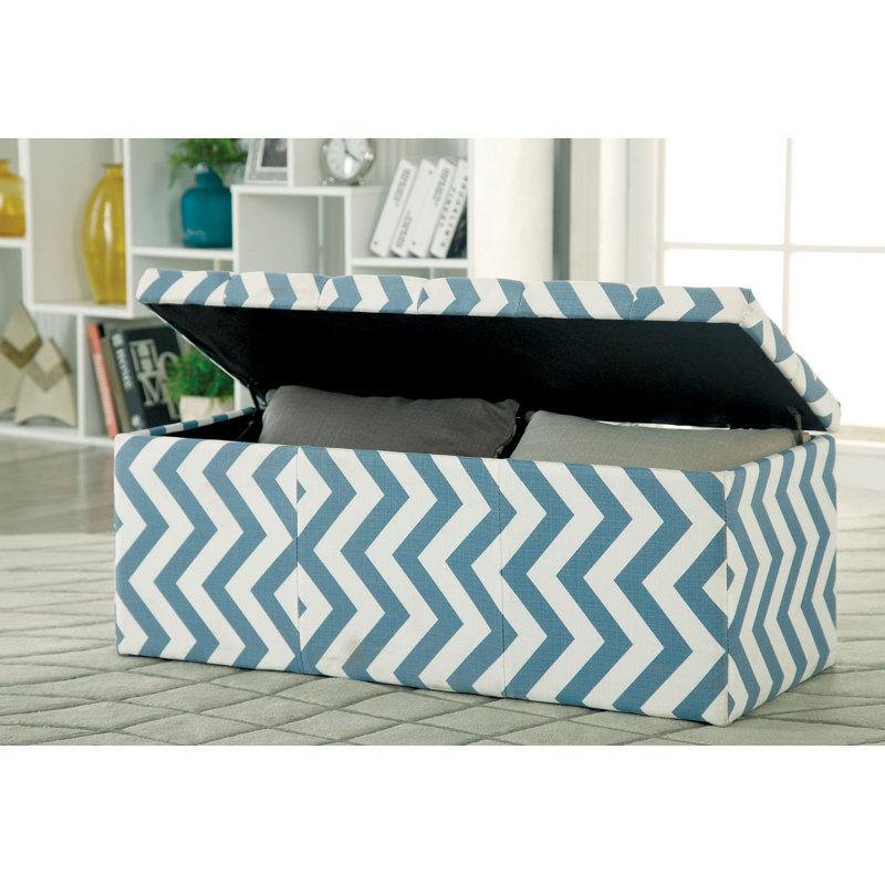 Banc de rangement rembourré Zarah, Bleu