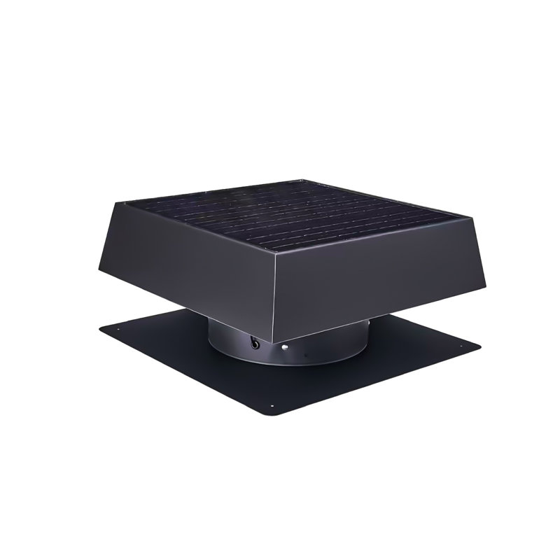 Évent de grenier solaire encastré 12 po, ventilateur de toit à double alimentation 35 W, métal noir