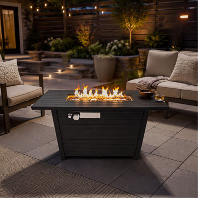 Table de foyer d'extérieur en acier au propane avec couvercle, 24 pouces de hauteur pour le patio et la cour arrière