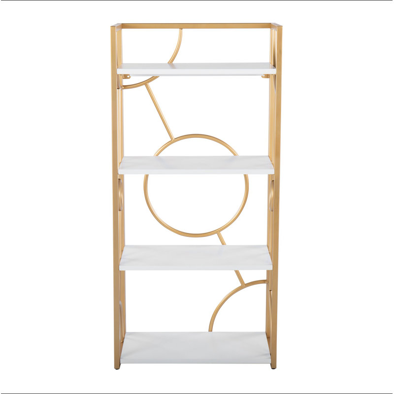 Bibliothèque contemporaine en métal et bois, Blanc