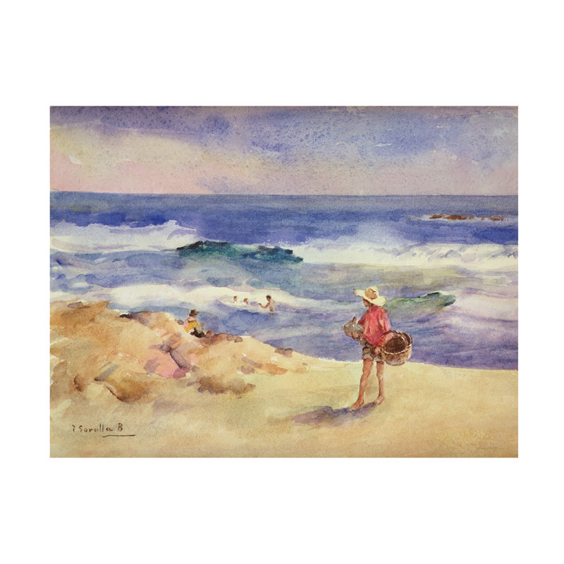 Joaquin Sorolla et Bastida, garçon sur le sable, art sur toile, H 14 po x l 19 po