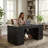 70-inch Executive Desk, Classic Traditional Style with Metal Edge Trim, 2 File Drawers, Built-in USB Ports and Power Outlets, Hidden Storage Compartment for Home Office