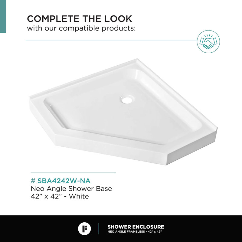 40.37'' W x 74.25'' H Hinged Frameless Shower Door, Satin Brass