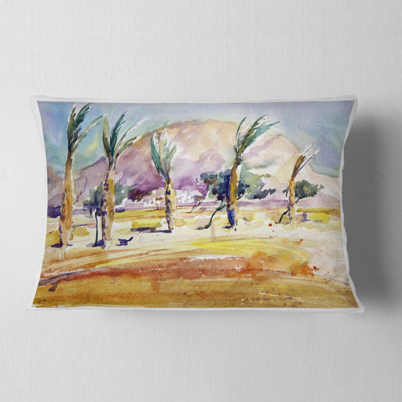 Coussin Watercolor Sea and Palm - Landscape