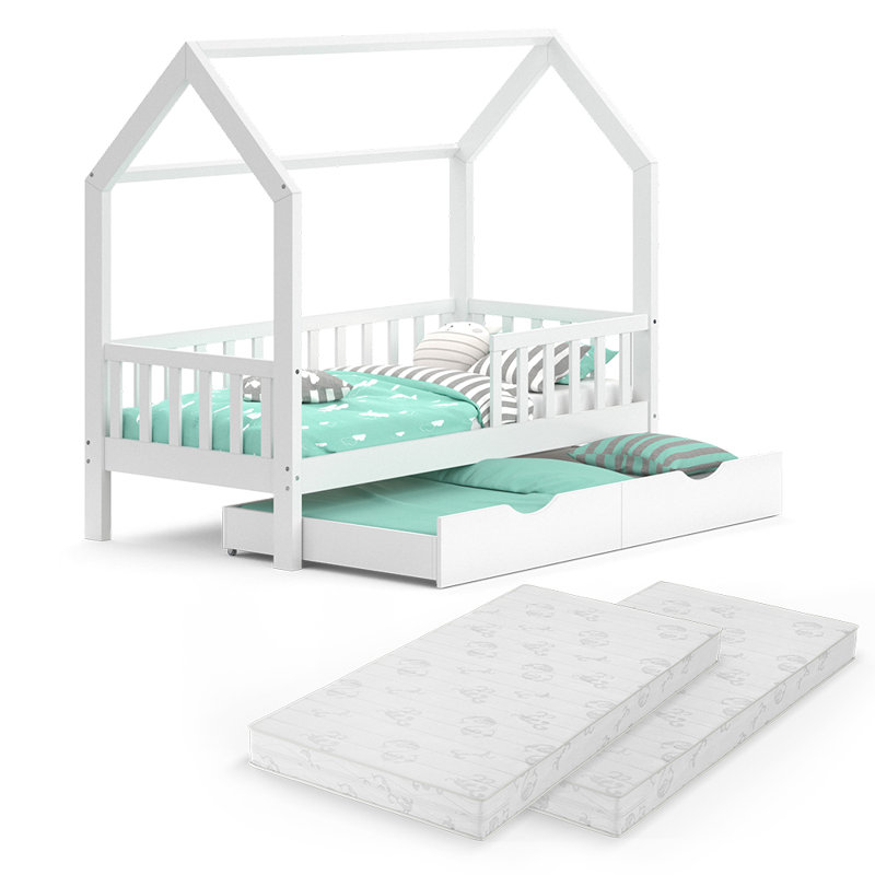 Laney Standard House Beds with Trundle Included, White