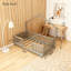 Lit sur pied avec rails hauts, lit Montessori en bois avec lumière-121107499-121107498