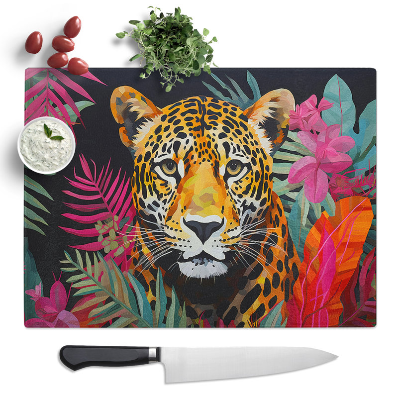 Leopard Minimalism  Glass Chopping Board