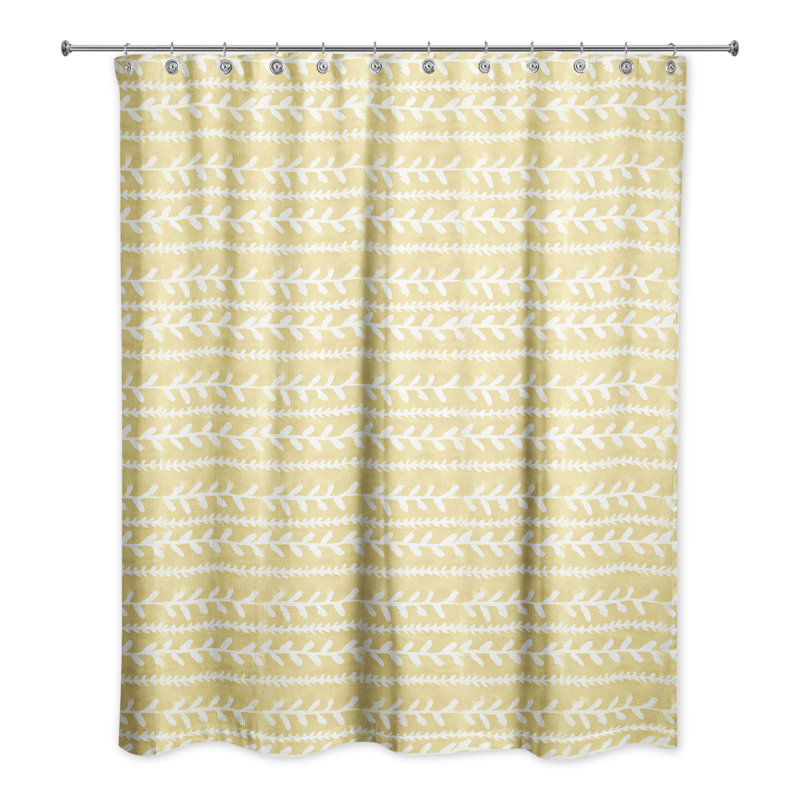 Rideau de douche simple à motif floral Trimont, Jaune