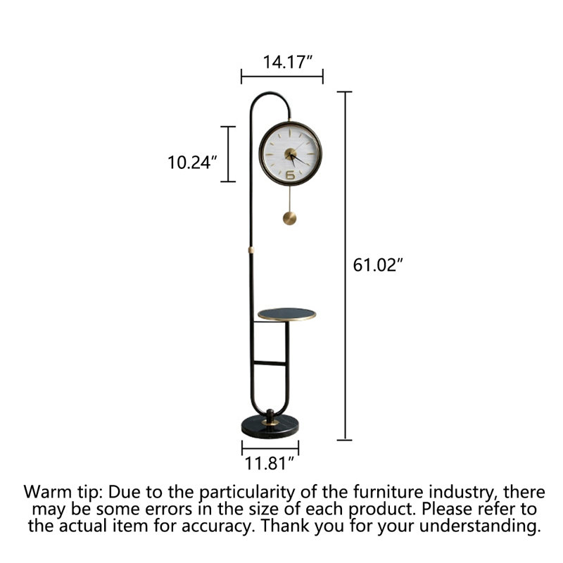 Minimalist Freestanding Pendulum Floor Clock with Tray