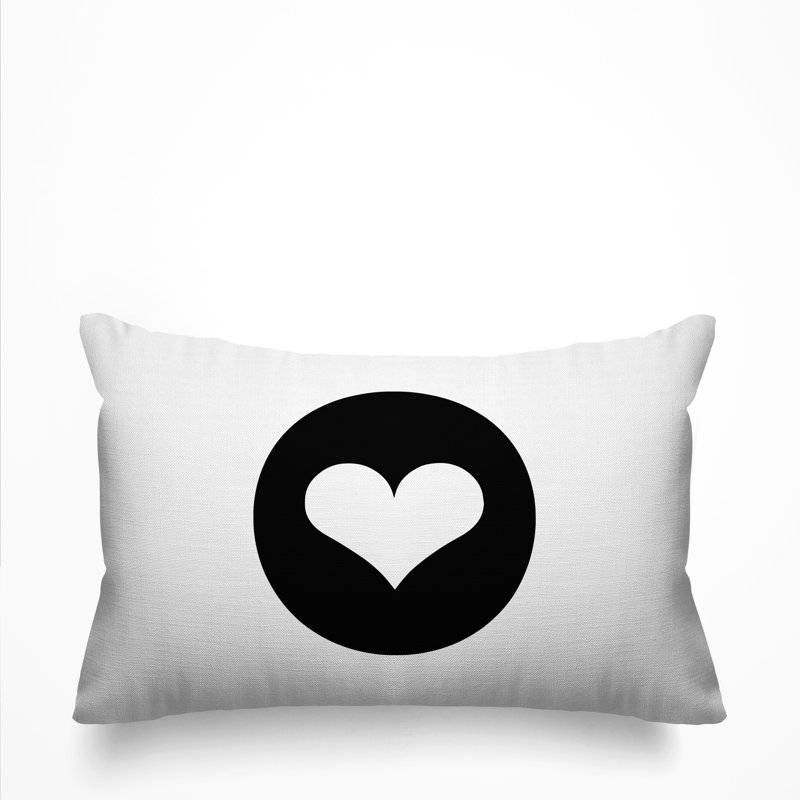 Housse et insert de coussin rectangulaire Sweet Heart, Blanc