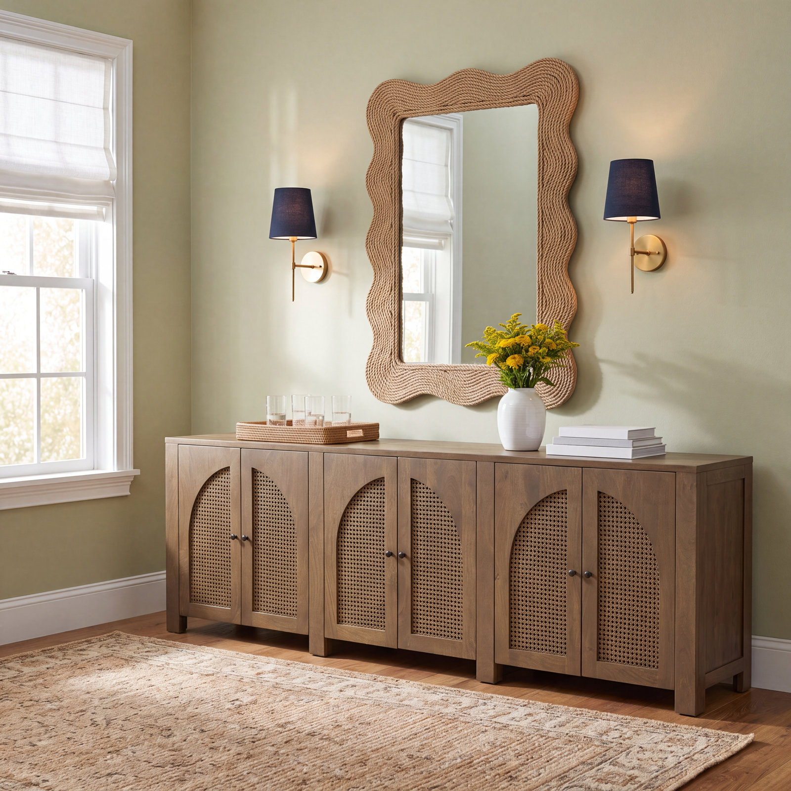 Silfa 78" Sideboard, Black Wash Mango, 33"H x 78"W x 18"D