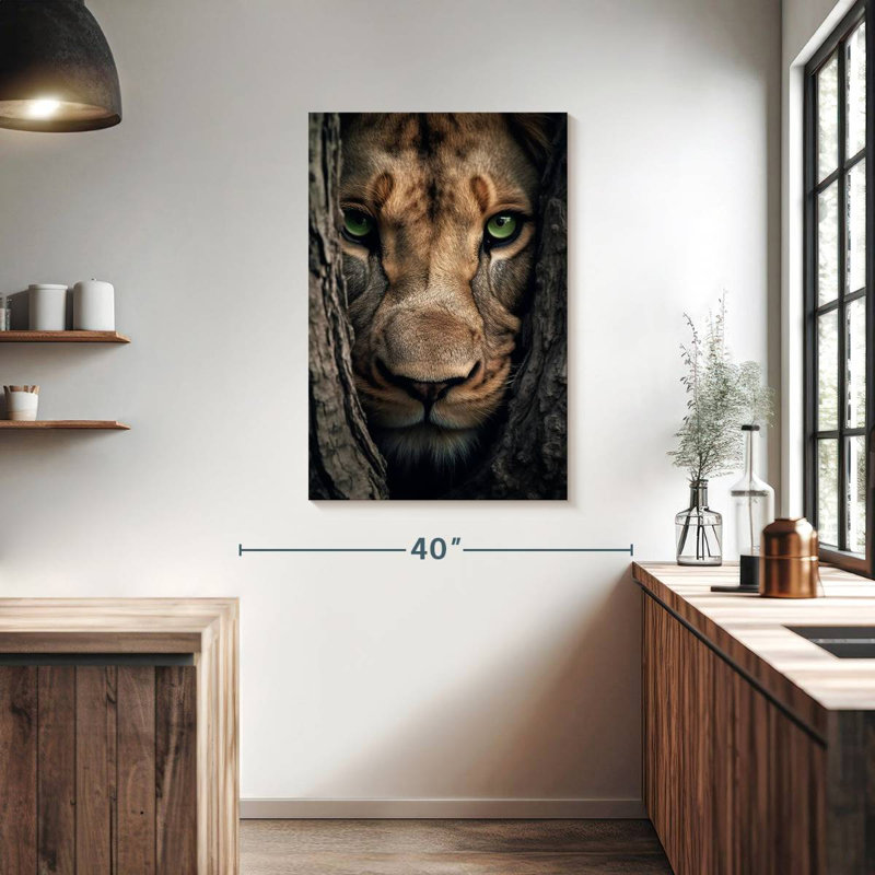 Brampt Hiding Lioness, 39" H x 26" W