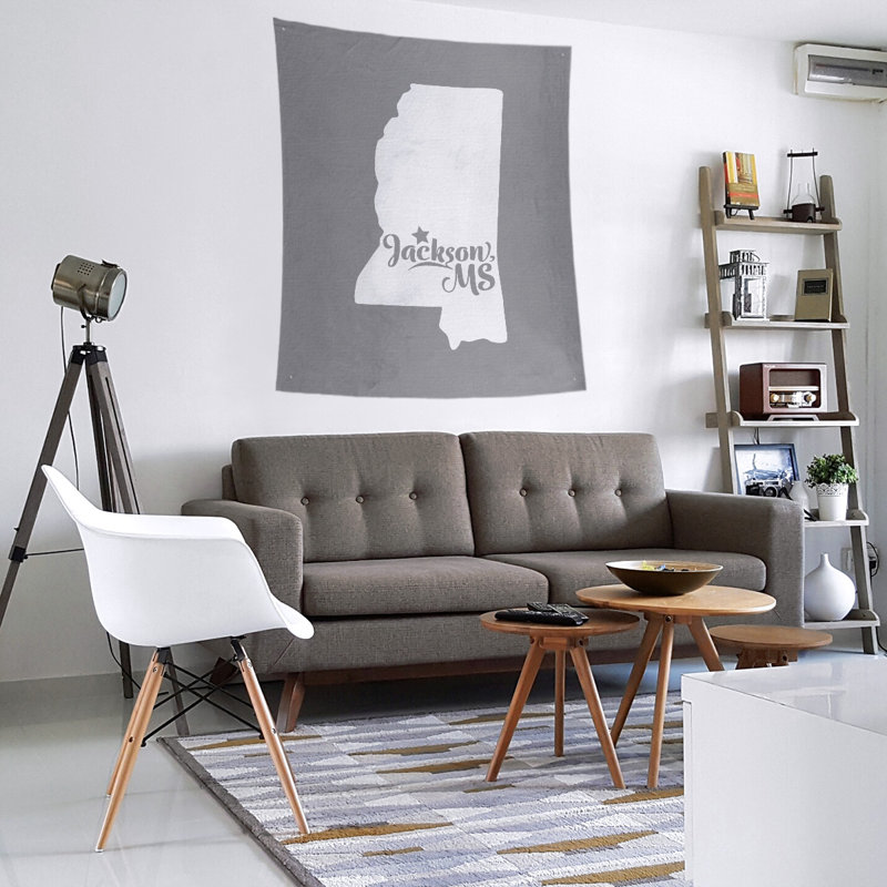 Tapisserie murale Jackson Mississippi, H 60 po x l 51 po, Gris
