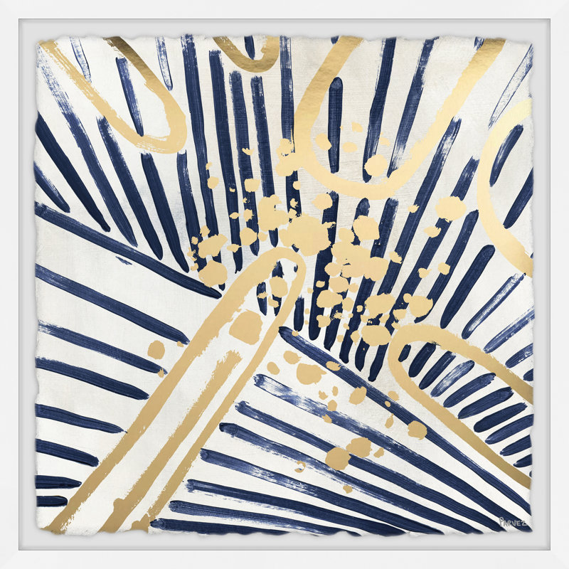 «Blue and Gold Strokes», reproduction encadrée, H 12 po x l 12 po x P 1,5 po