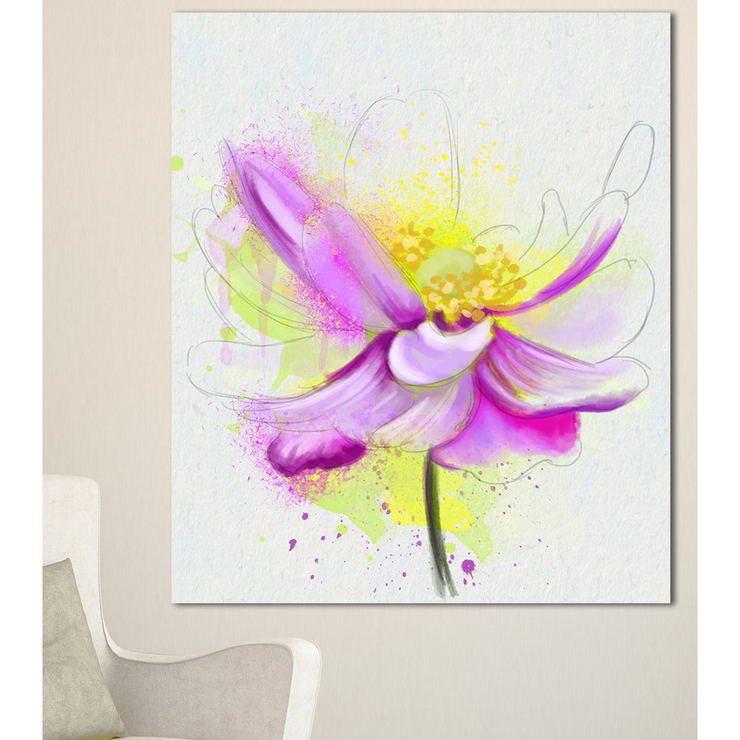 " Beautiful Purple Flower With Yellow " Design Art 
