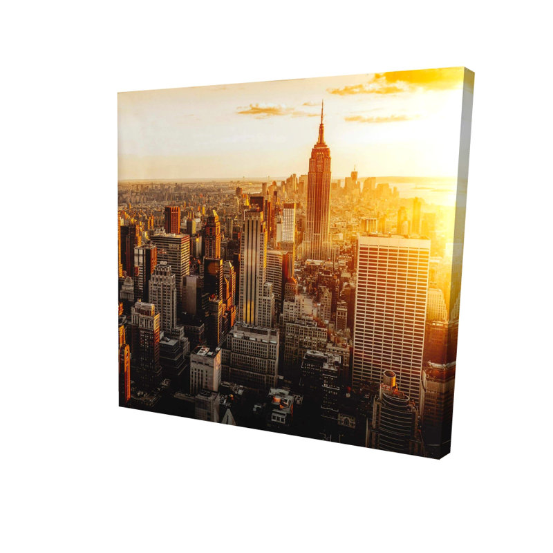 Toile au coucher du soleil à New York, décor de chambre hyperréaliste, H 8 po x l 8 po