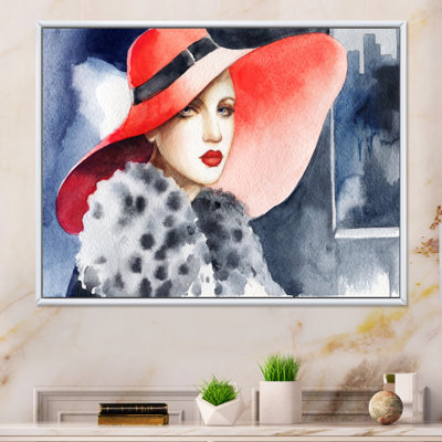 «Vintage Elegant Fashion Woman», reproduction sur toile encadrée