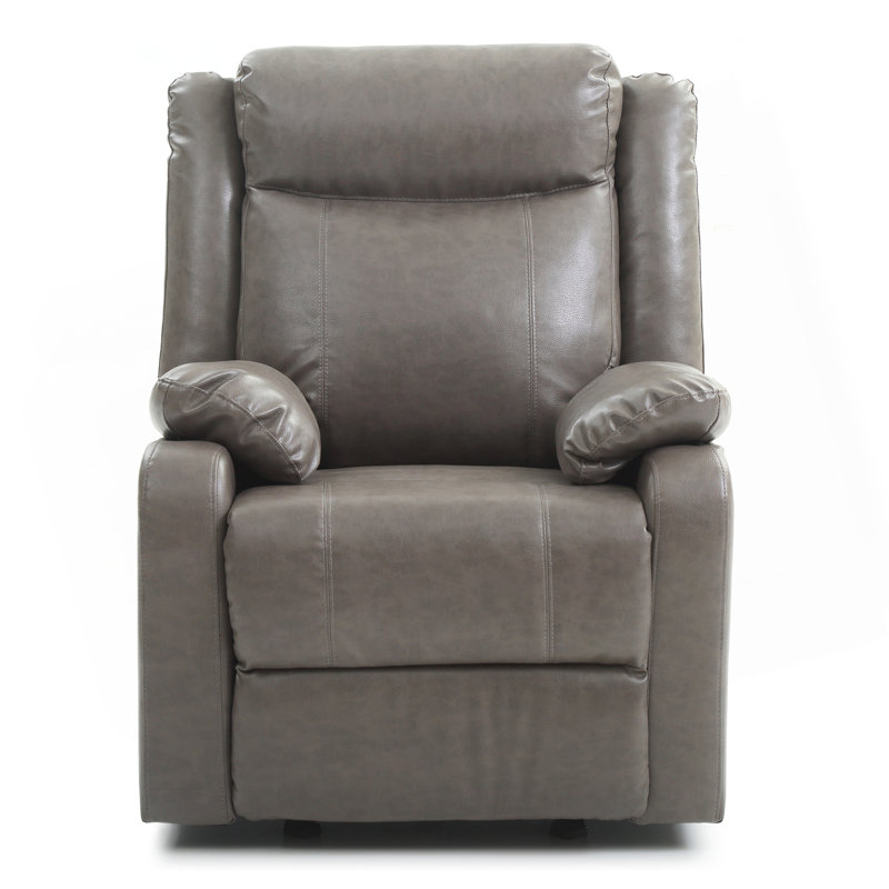Sleek Gray Padded Arm Recliner, Gray, Manual-Push Button