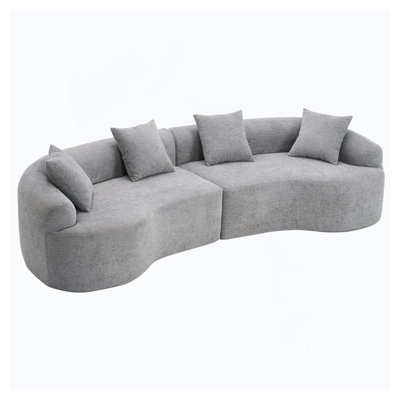 Curved Chenille Compression Double Sofa