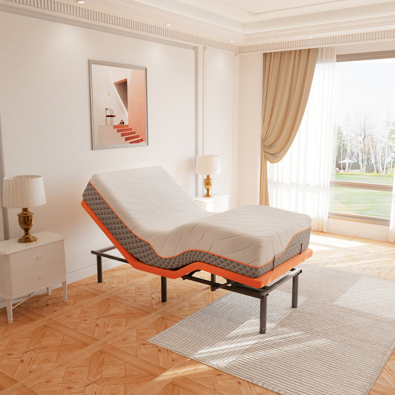 Lit ajustable avec matelas hybride de 30 cm, inclinaison de la tête et des pieds, télécommande sans fil, contrôle par application, position zéro gravité