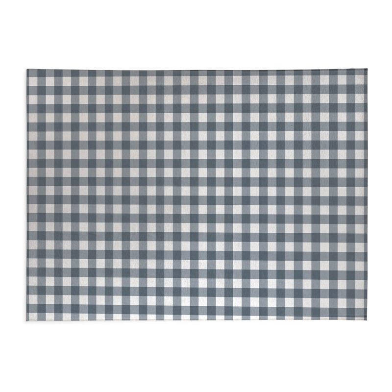 Proper Gingham Kitchen Mat, Blue, Rectangle 2' x 3'