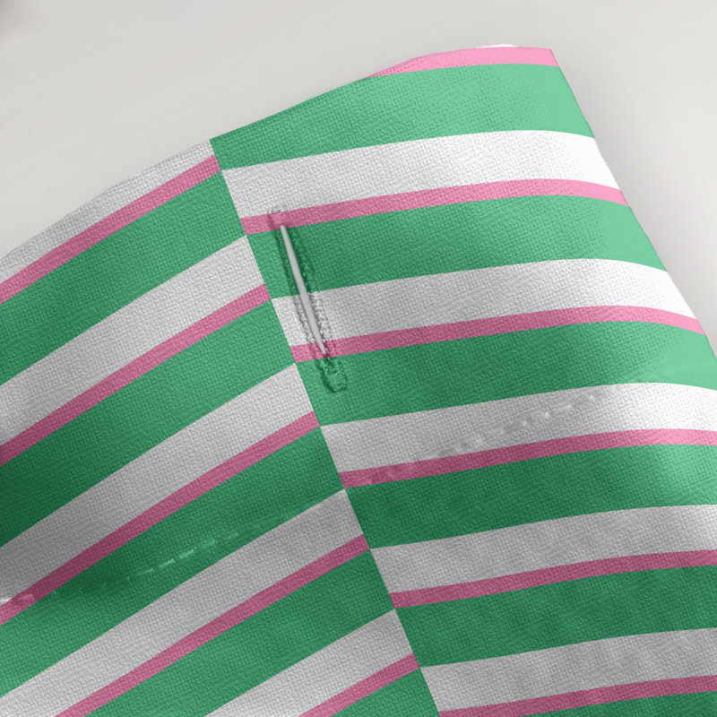 Rideau de douche simple à rayures rompues, Vert et rose