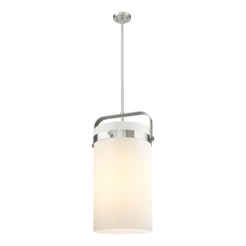 Luminaire suspendu 4 tiges Pilaster, Blanc mat, Nickel satiné