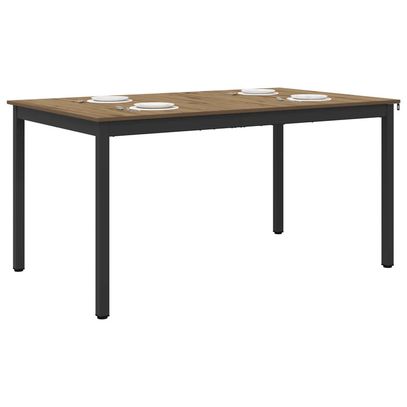 Metal Base Dining Table, Light Brown, 75cmH x 150cmL x 90cmW