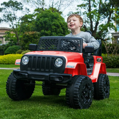 Voiture électrique pour enfant Jeep 12V avec télécommande pour parent, ceinture de sécurité, lumière, lecteur de musique