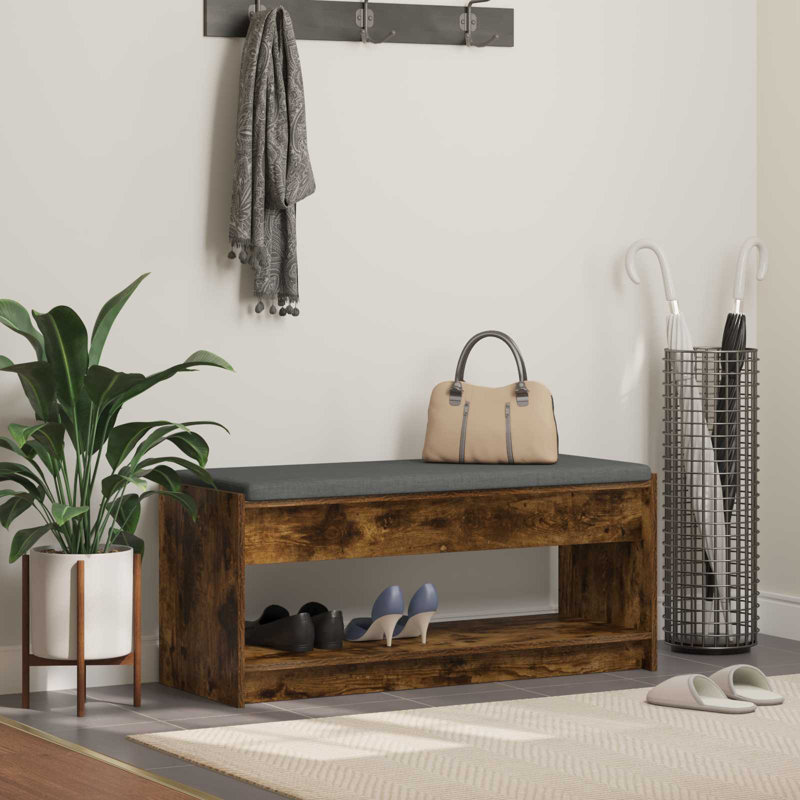 Storage Bench, Smoked Oak, 45cm H x 103cm W x 38cm D