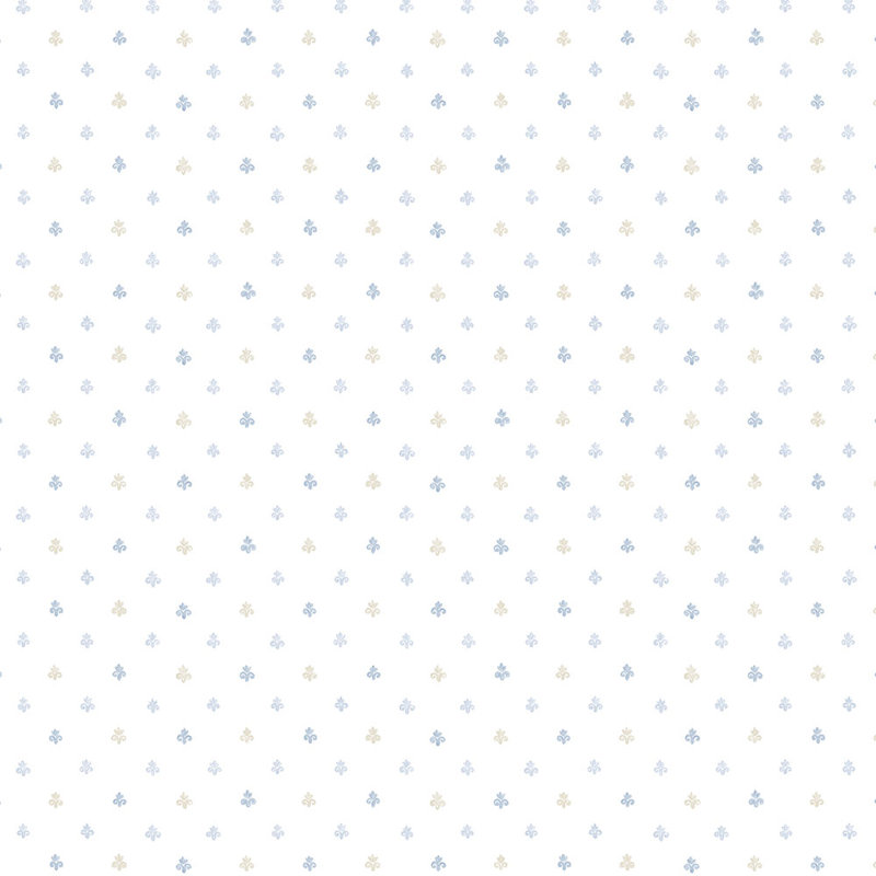 Rouleau de papier peint à motif floral Palm Beach Gardens Mini L 32,7 pi x l 20,5 po, Bleu / Crème
