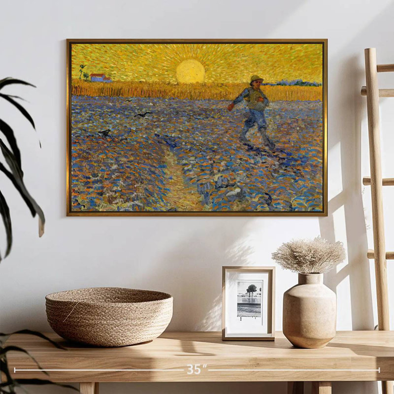 Le semeur, 25 po x 17 po, Cadre flottant doré