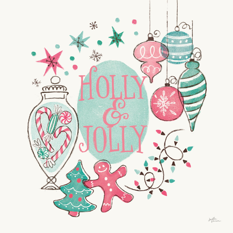 Retro Christmas IV Bright, H 36 po x l 36 po, Non, Cadre flottant doré
