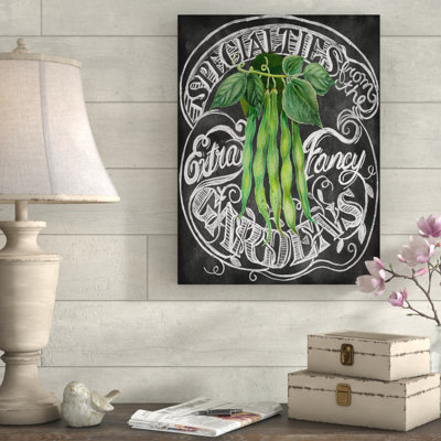 « tableau noir green beans », reproduction d’art textuel sur toile tendue
