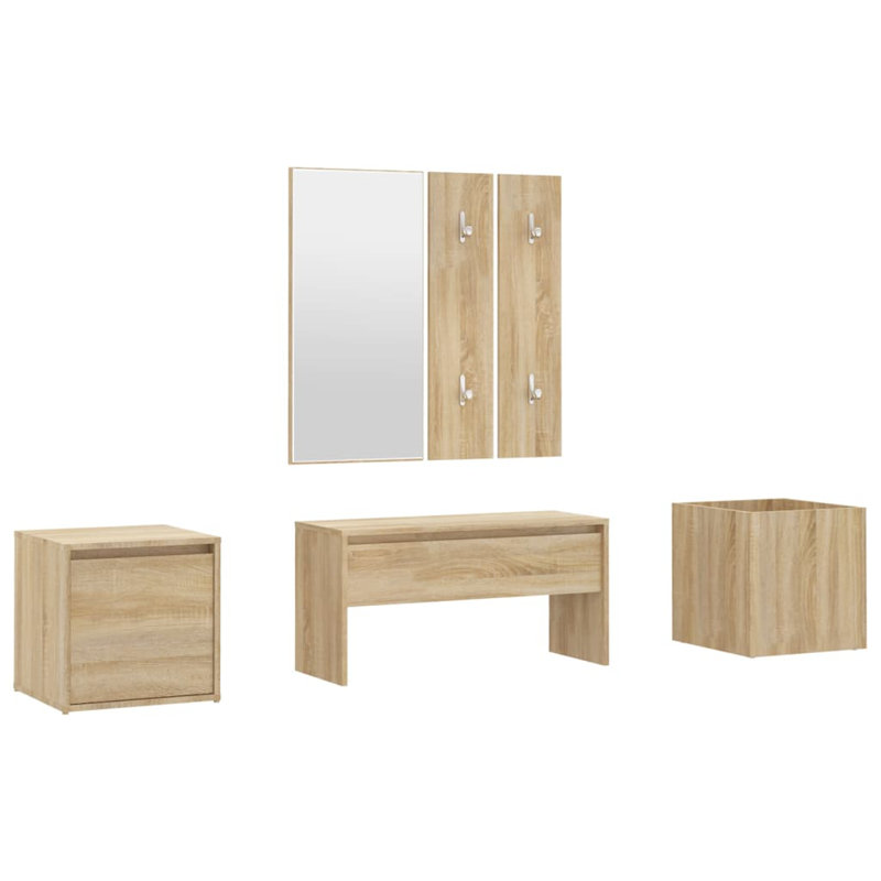 Highpoint vidaXL Hallway Furniture Set Engineered Wood, Oak