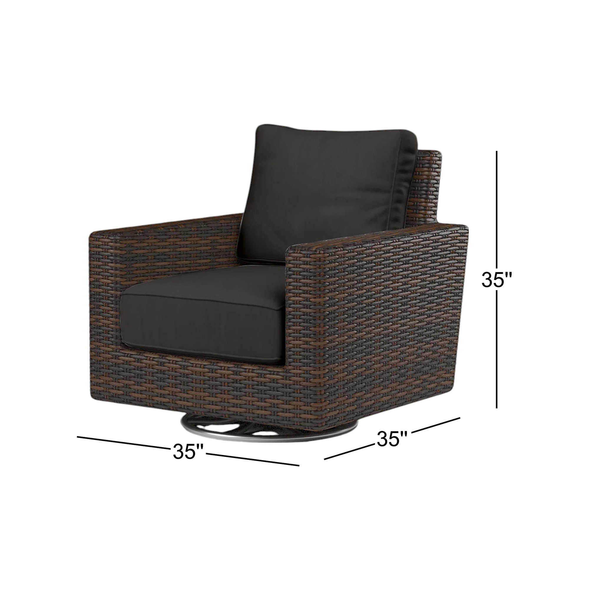 Naomie Swivel Rocker Patio Chair with Sunbrella® Cushions, Spectrum Carbon Sunbrella® Plainweave