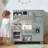 Wooden Play Kitchen & Accessories Set, Preschool Kitchen Set, Modern Kitchen Playset with light