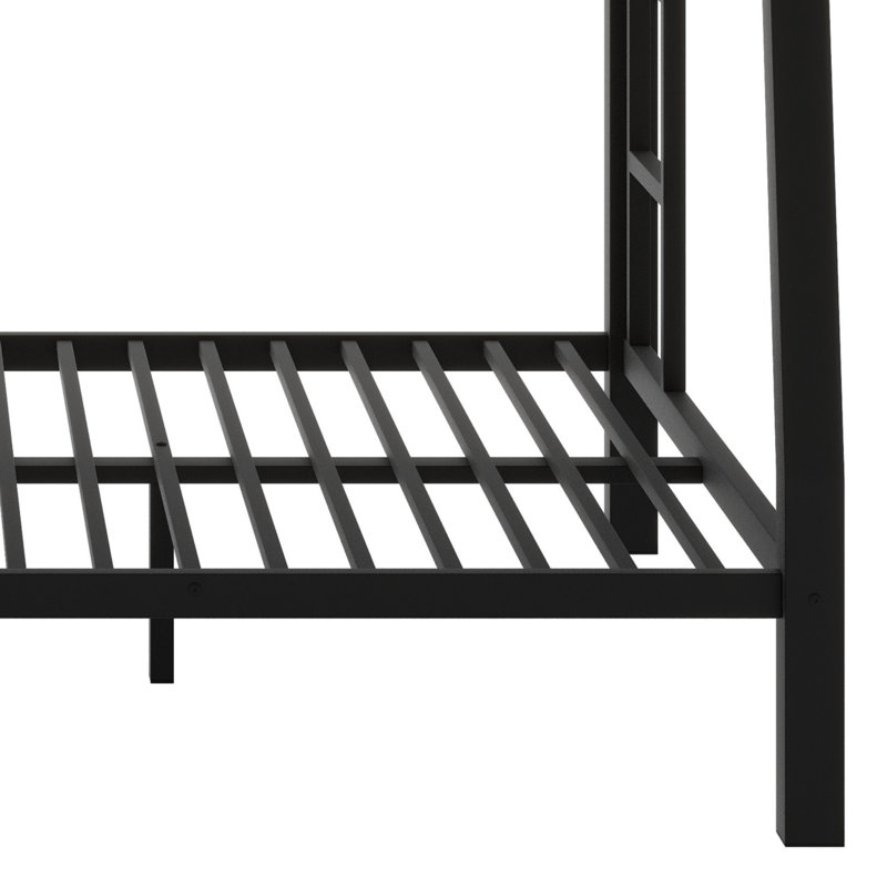 Lit superposé en métal peu encombrant pour enfants et adolescents, Noir