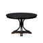Ensemble de table de salle à manger 7 pièces composé d'une table ronde de 48 po avec piédestal et 6 chaises rembourrées en polyester gris clair, noir sablé-1746246919-1746246942