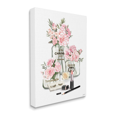 " Pink Rose Florals In Glam Fashion Jars " by Ziwei Li