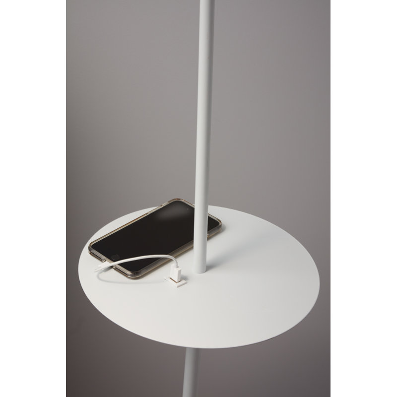 Evered 144 H cm Tray Table Floor Lamp with USB, White