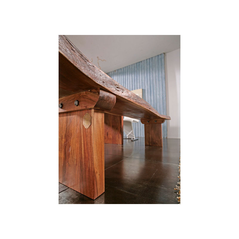Freeform Solid Wood Bench, 45cm H x 195cm W x 77cm D