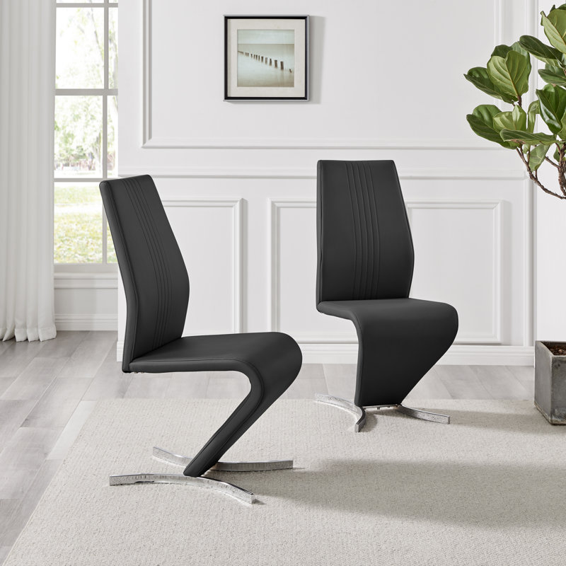 Scottsmoor Modern High Gloss & Glass Dining Table Set - 6 Luxury Modern Dining Chairs, Black