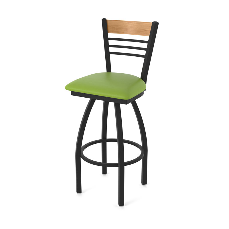 Tabouret de comptoir pivotant 880 Eleanor, Noir, Vert clair, Tabouret de comptoir (siège d’une hauteur de 25